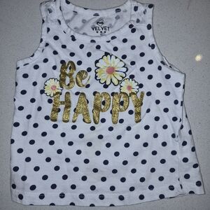 Pink Velvet Kids Polka Dot Tank Top - White with Navy and Gold 3T